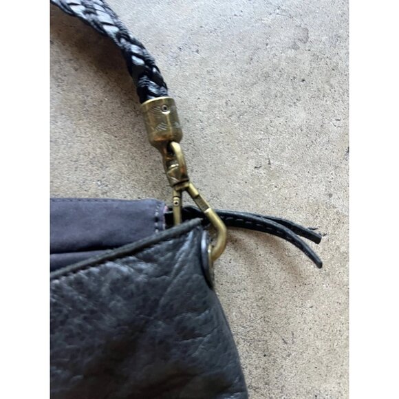 Vintage The Sak Indio Black Leather Hobo Shoulder Bag Braided Strap Handbag - Picture 8 of 13